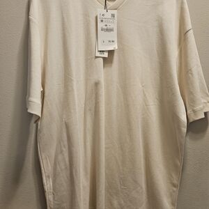 Zara Men's Off-White Short Sleeve Tee